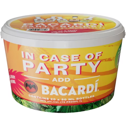 BACARDI VARIETY BUCKET PL 20PK 70 Proof 50 ml