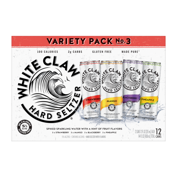 WHITE CLAW VARIETY #3 12PK 12OZ SLIM CAN