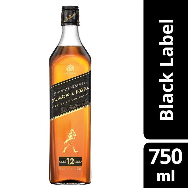 JOHNNIE WALKER BLACK LABEL 12 YEAR 750ML