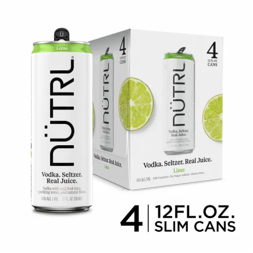 NUTRL VODKA LIME SELTZER 4PK 12OZ CAN