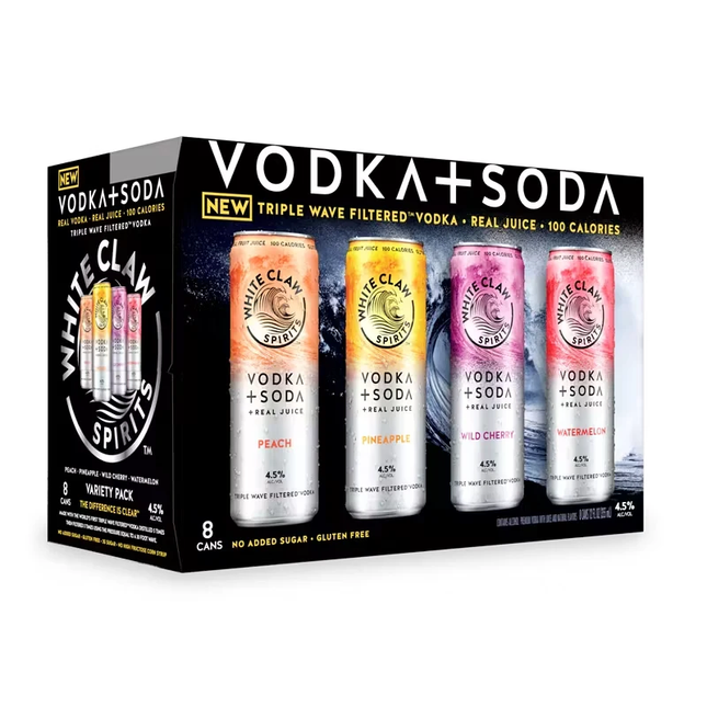 WHITE CLAW + VODKA SODA 8PK