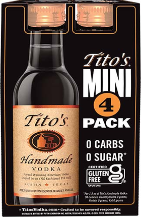TITO'S HANDMADE VODKA 50ML 80 PROOF 4PK