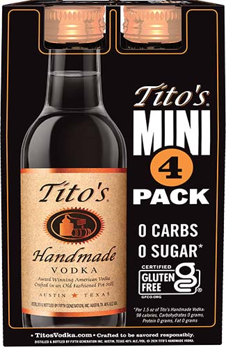TITO'S HANDMADE VODKA 50ML 80 PROOF 4PK