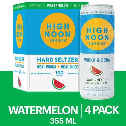 HIGHNOON WATERMELON VODKA SELTZER 4PK