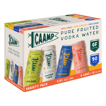 CAAMP VODKA WATER RTD ZERO SUGAR 8PK 12OZ CAN