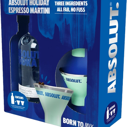 ABSOLUT 80 WITH 2 MARTINI GLASS 750ML 80 PROOF