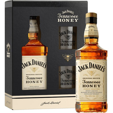 J DANIELS TENN HONEY WITH / 2 GLS 70 Proof 750 ml