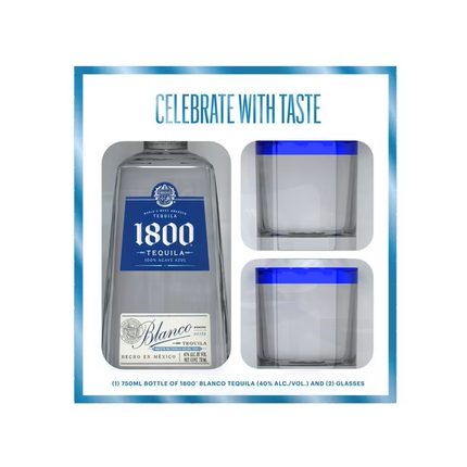 1800 BLANCO W/2 ROCKS GLASS 750ML 80 PROOF