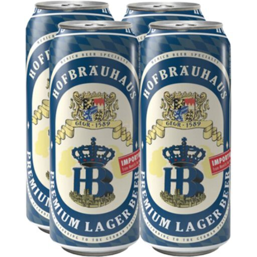 HOFBRAU HELLS LAGER 4PK 500ML CAN