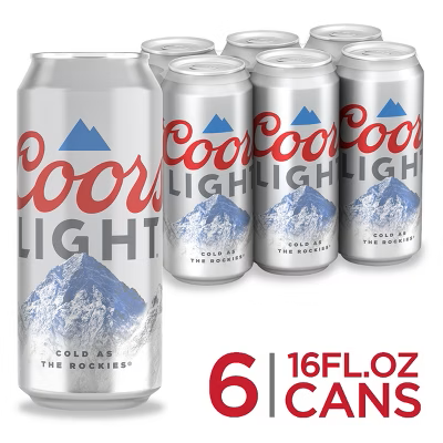 COORS LIGHT 6PK 16OZ CAN